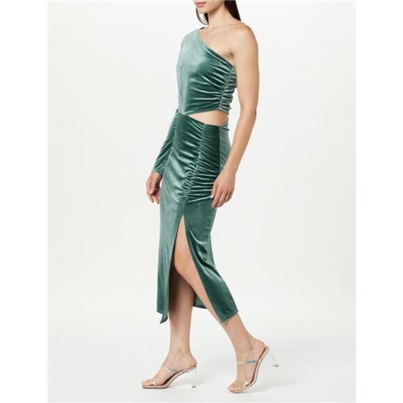 The Drop Women's Lia One-Shoulder Cutout Velvet Midi Dress - Picture 4 of 8